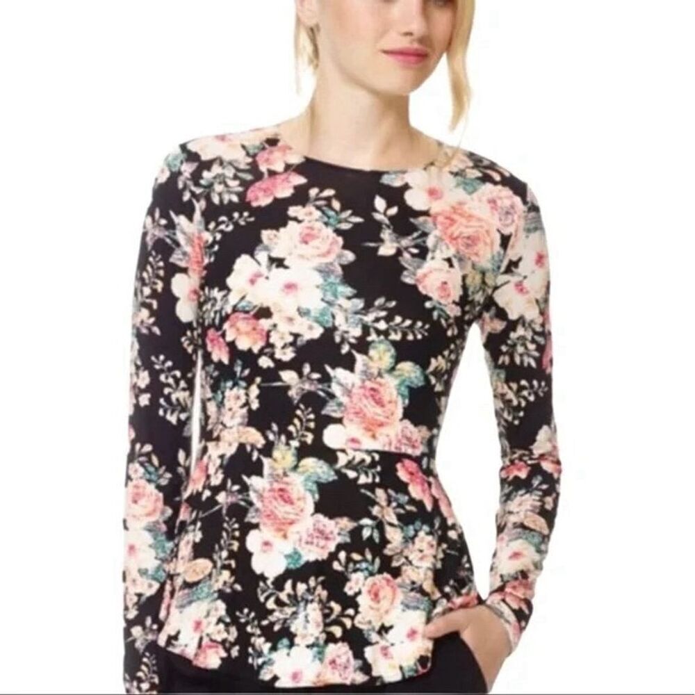 Aritzia Wilfred Women's Floral Peplum Blouse Size M Long‎ Sleeve